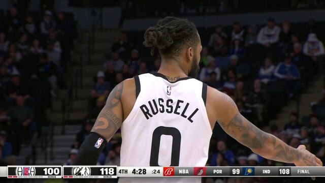 NBA常规赛：快船vs森林狼第4节英文原声回放