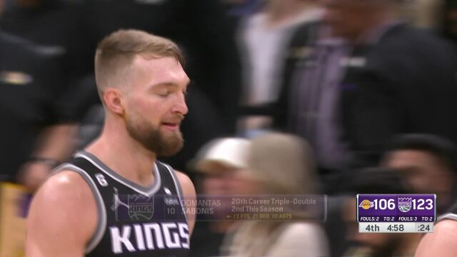 NBA常规赛：湖人vs国王第4节 英文解说回放