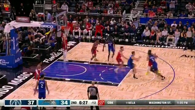 NBA常规赛：奇才vs魔术第2节 英文解说回放