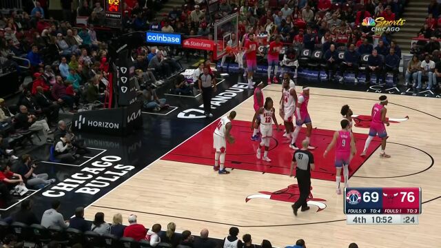 NBA常规赛：奇才vs公牛第4节 中文解说回放