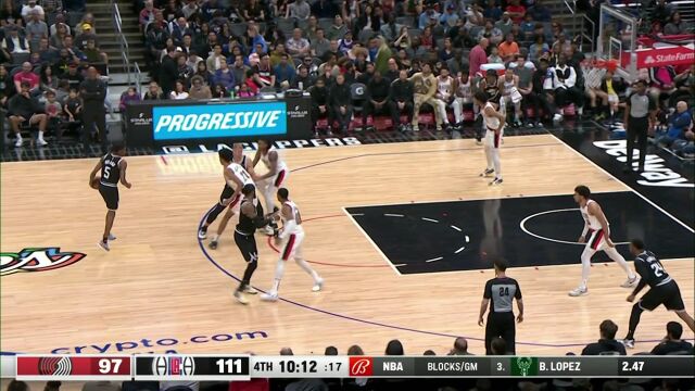 NBA常规赛：开拓者vs快船第4节英文原声回放