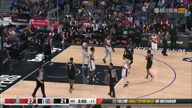 NBA常规赛：开拓者vs快船第1节英文原声回放