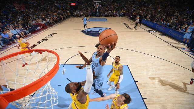 莫兰特vs湖人集锦 全场31+10+7率队扳回一局