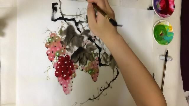 国画葡萄画法_腾讯视频
