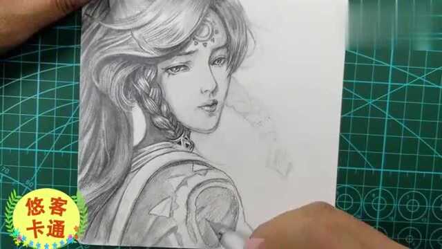 你见过这样画素描么?用2B自动铅笔画王者荣耀伽罗