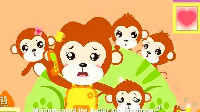 亲子早教,育儿教育、益智启蒙英文儿歌《Five Little Monkeys》