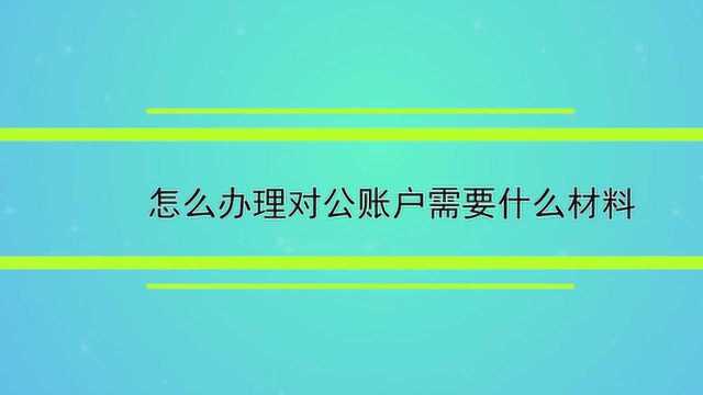 怎么办理对公账户需要什么材料