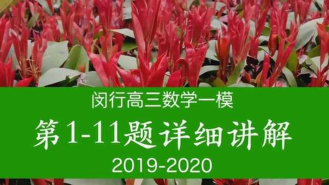 上海闵行高三数学一模(一)di111题详细讲解20192020