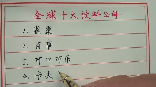 盘点:全球10大饮料品牌,你最喜欢哪哪一种?