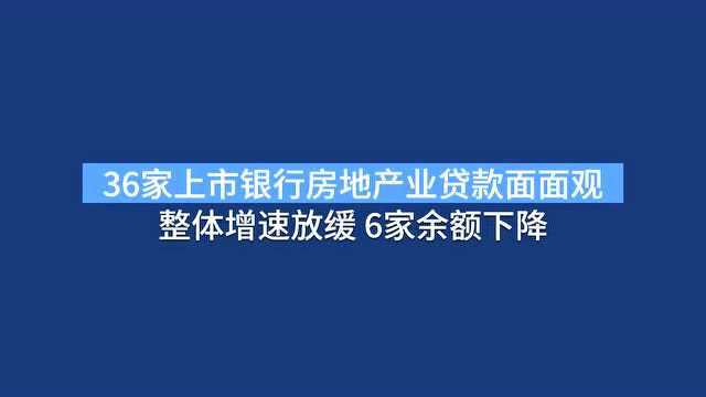 36家上市银行房地产业贷款面面观:整体增速放缓 6家余额下降