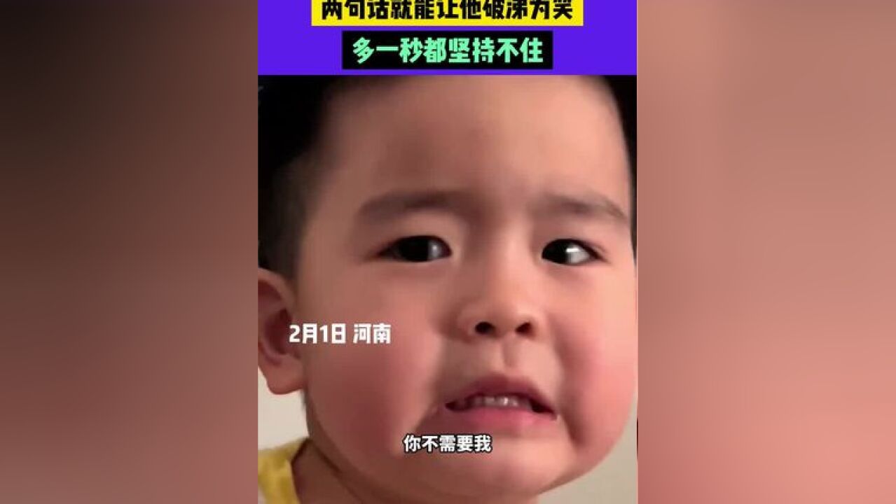 2月1日 河南,奶声奶气的小萌娃也太好哄了吧,两句话就能让他破涕为笑,多一秒都坚持不住