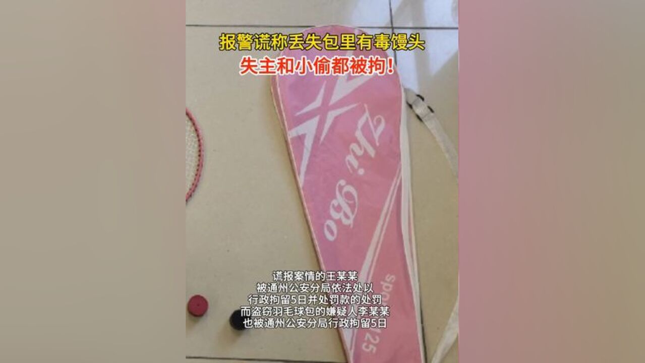 报警谎称丢失包里有毒馒头,失主和小偷都被拘!