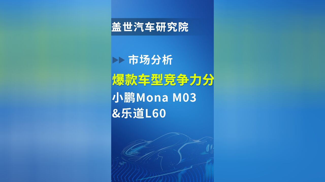 市场分析:爆款车型竞争力分析之小鹏MonaM03 &乐道L60