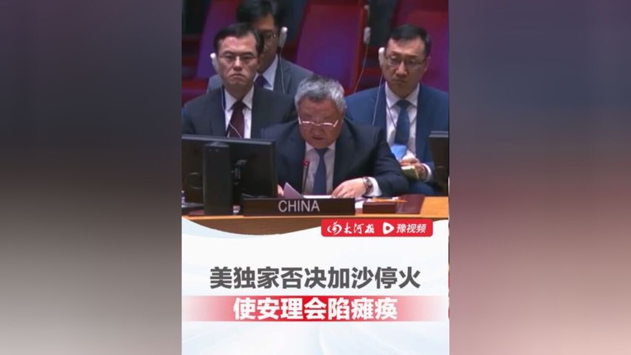 美国一票否决加沙停火决议使安理会陷瘫痪,中方代表:安理会继续拖延等待将意味着更大的破坏和平民伤亡,中方呼吁个别国家正视自身责任