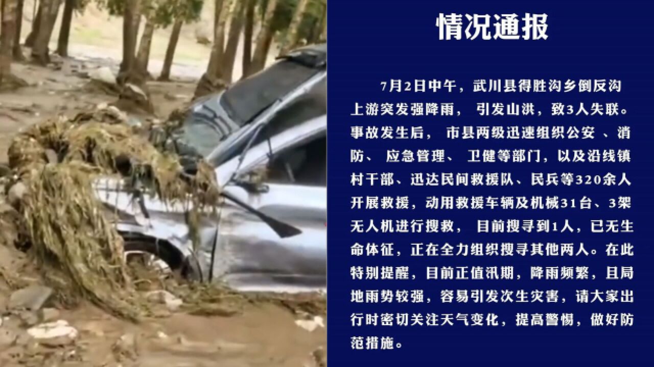 呼和浩特武川县突发强降雨引发山洪,官方通报:致1人死亡2人失联