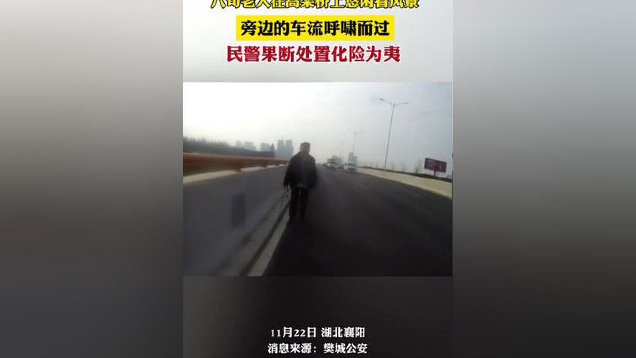 这样做很危险!八旬老人为了看风景走上了高架桥,幸亏被民警及时劝下