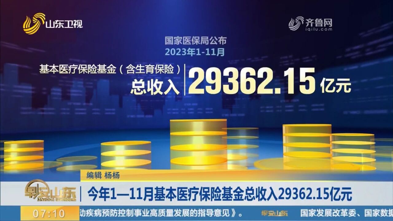 国家医保局:2023年111月基本医疗保险基金总收入29362.15亿元