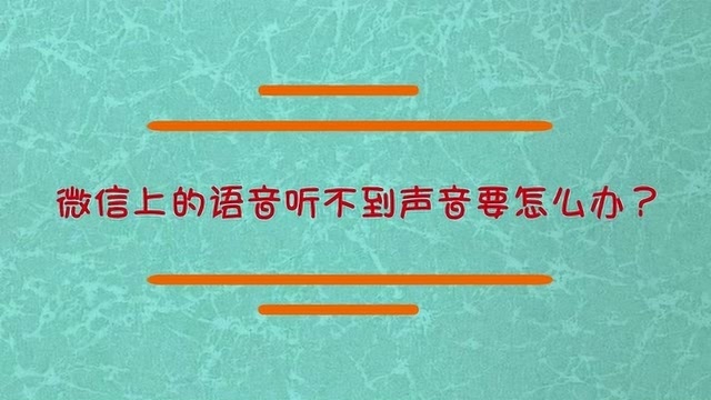 微信上的语音听不到声音怎么办?