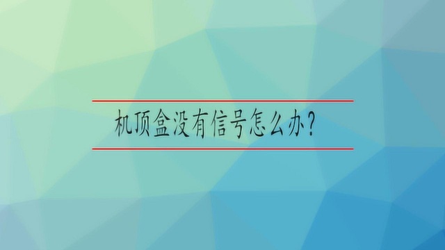 机顶盒没有信号怎么办?