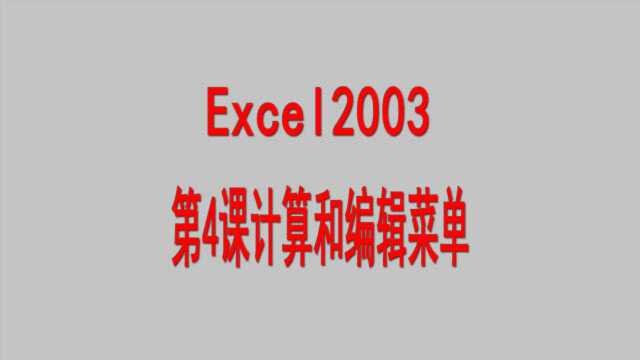 Excel2003第4课计算和编辑菜单