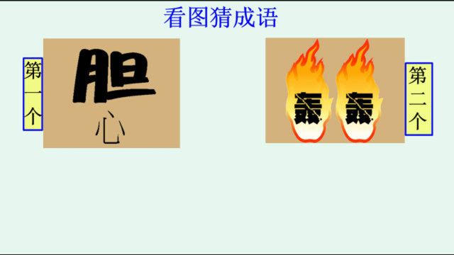 看图猜成语:一个大大的“胆”字和一个小小的“心”字