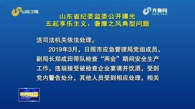 山东省纪委监委公开曝光五起享乐主义、奢靡之风典型问题