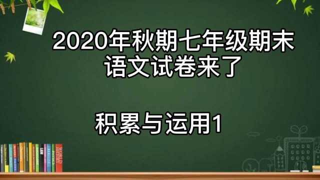 2020年秋期七年级期末语文试卷来了积累与运用一