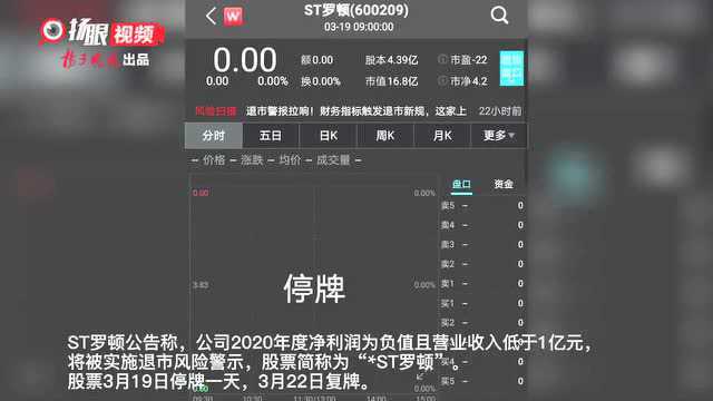 财务指标触发退市新规,“ST罗顿”变为“*ST罗顿”