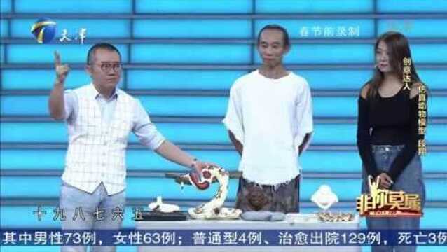 夫妻制作仿真动物模型获认可,现场嘉宾争抢蛇模型