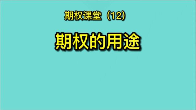 期权课堂12期权的用途