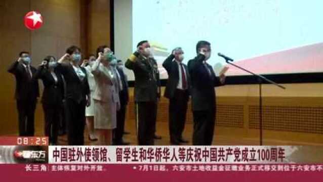 中国驻外使领馆、留学生和华侨华人等庆祝中国共产党成立100周年