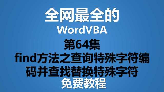 Word VBA教程 第64集 find方法之查询特殊字符的编码并查找替换特殊字符