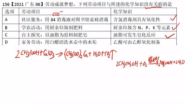 2021广东高考化学6化学与生活