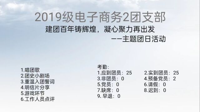 湛江科技学院19电商2班团活动:建团百年铸辉煌,凝心聚力再出发