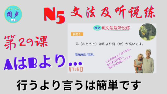 日语学习  日语N5文法及听说练 No.29 AはBより…です  日语口语