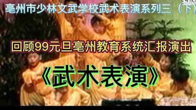 原亳州市少林文武学校武术表演系列三(下)回顾99元旦亳州教育系统汇报演出《武术表演》#弘扬中华武术 #传承武术