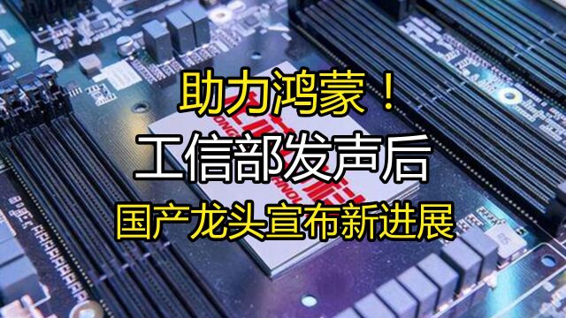 助力鸿蒙!工信部发声后,国产龙头宣布新进展