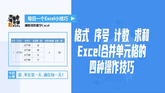 格式 序号 计数 求和,Excel合并单元格的四种操作技巧!