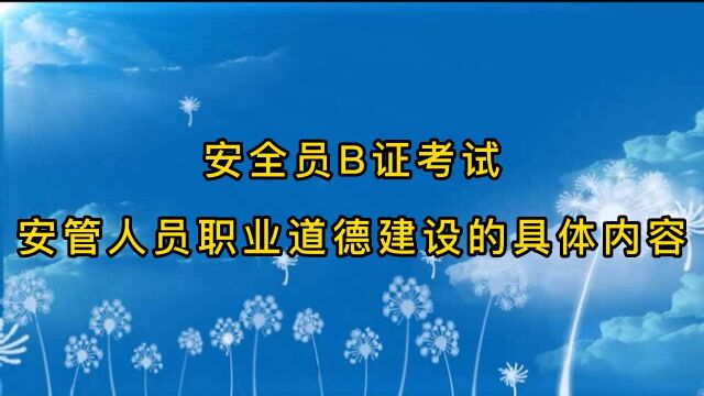 11安全员B证考试安管人员职业道德建设的具体内容