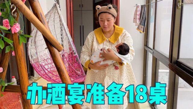 晨晨坐月子第7天准备15大碗菜,鹏爸为孙子宴请18桌客人,喝喜酒