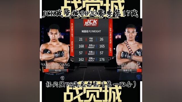 #战觉城 #海来尔克VS杨兴强 #综合格斗 ,JCK觉城之夜蝇量级,杨兴强VS海来尔克,第一回合