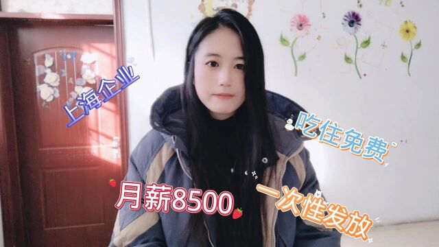 上海企业,月薪8500,吃住免费,夫妻两个可以去试试看!