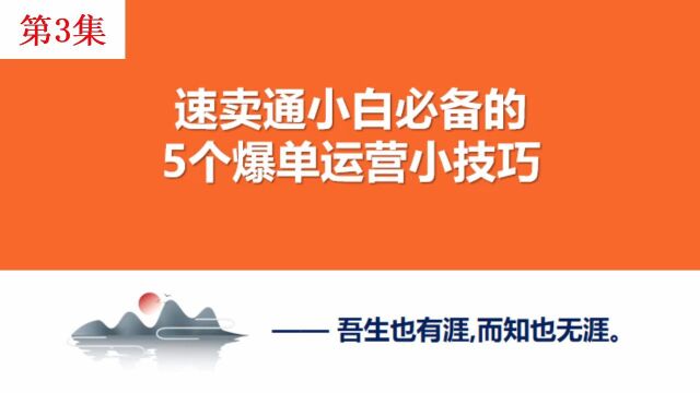 3.速卖通干货!新手小白必备的5个爆单运营小技巧!