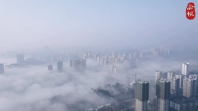 再拍重庆潼南平流雾,远看如海市蜃楼,俯瞰似人间仙境