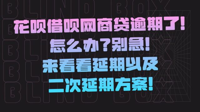 花呗借呗网商贷逾期了!怎么办?别急!来看看延期以及二次延期方案!