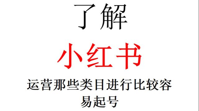 小红书推荐那些类目进行运营比较容易起号?