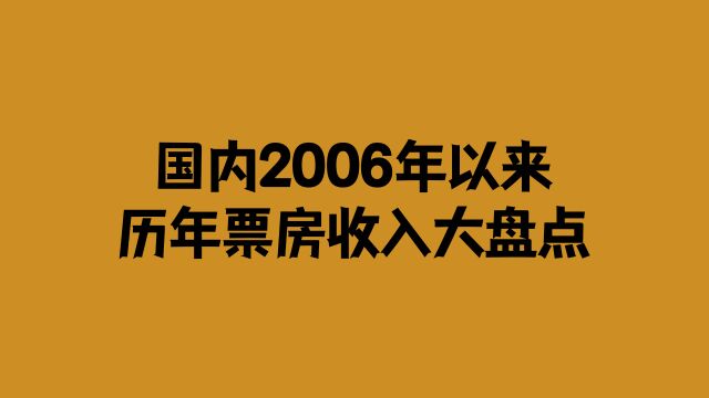 国内2006年以来历年总票房收入大盘点