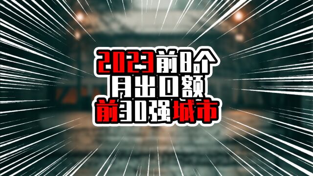 2023前8个月出口额前30强城市,广州深圳增长超15%,佛山超过重庆