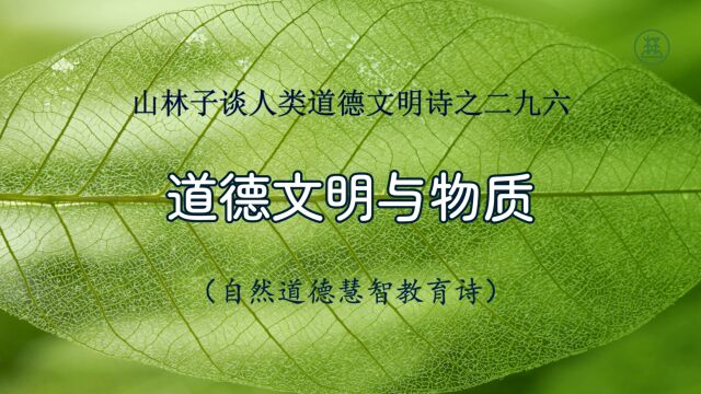 《山林子谈人类道德文明》296【道德文明与物质】鹤清工作室