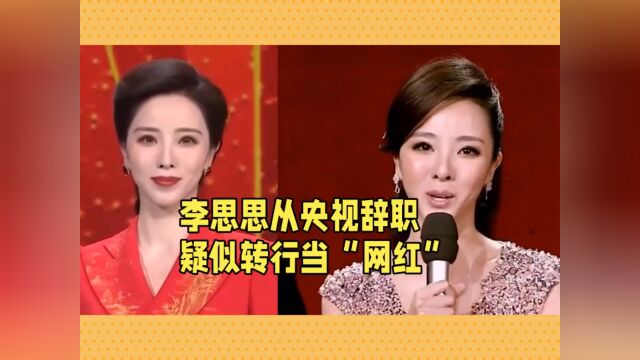 李思思从央视辞职,疑似转行当“网红”